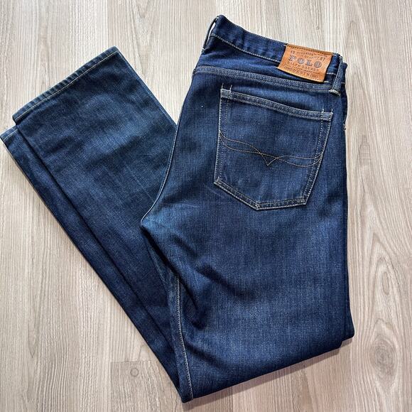 Men's Polo Ralph Lauren Slim Fit Authentic Denim Dark Blue Jeans Sz 34 x 30 PRL